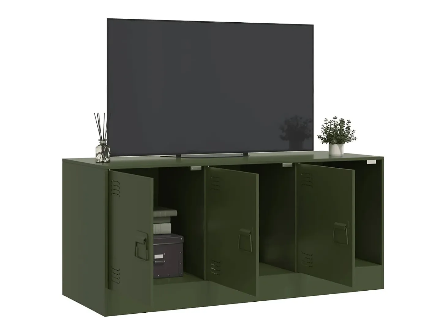 Ovdir Mueble de TV de acero verde oliva 99x39x44 cm