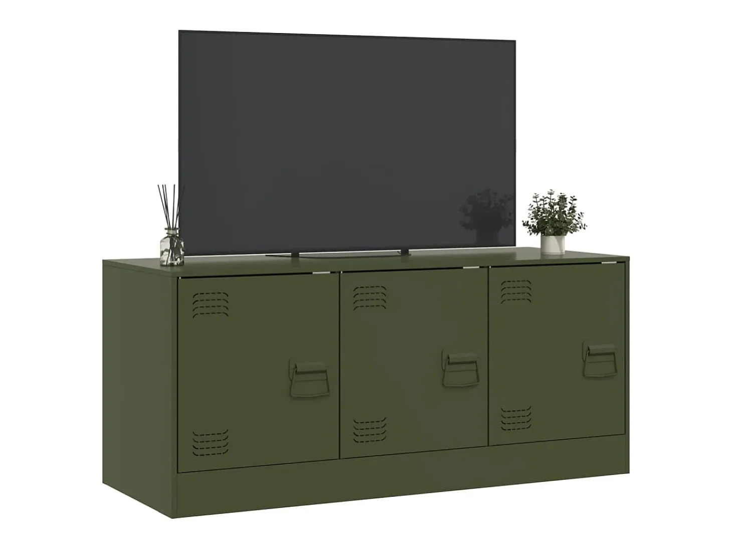 Ovdir Mueble de TV de acero verde oliva 99x39x44 cm