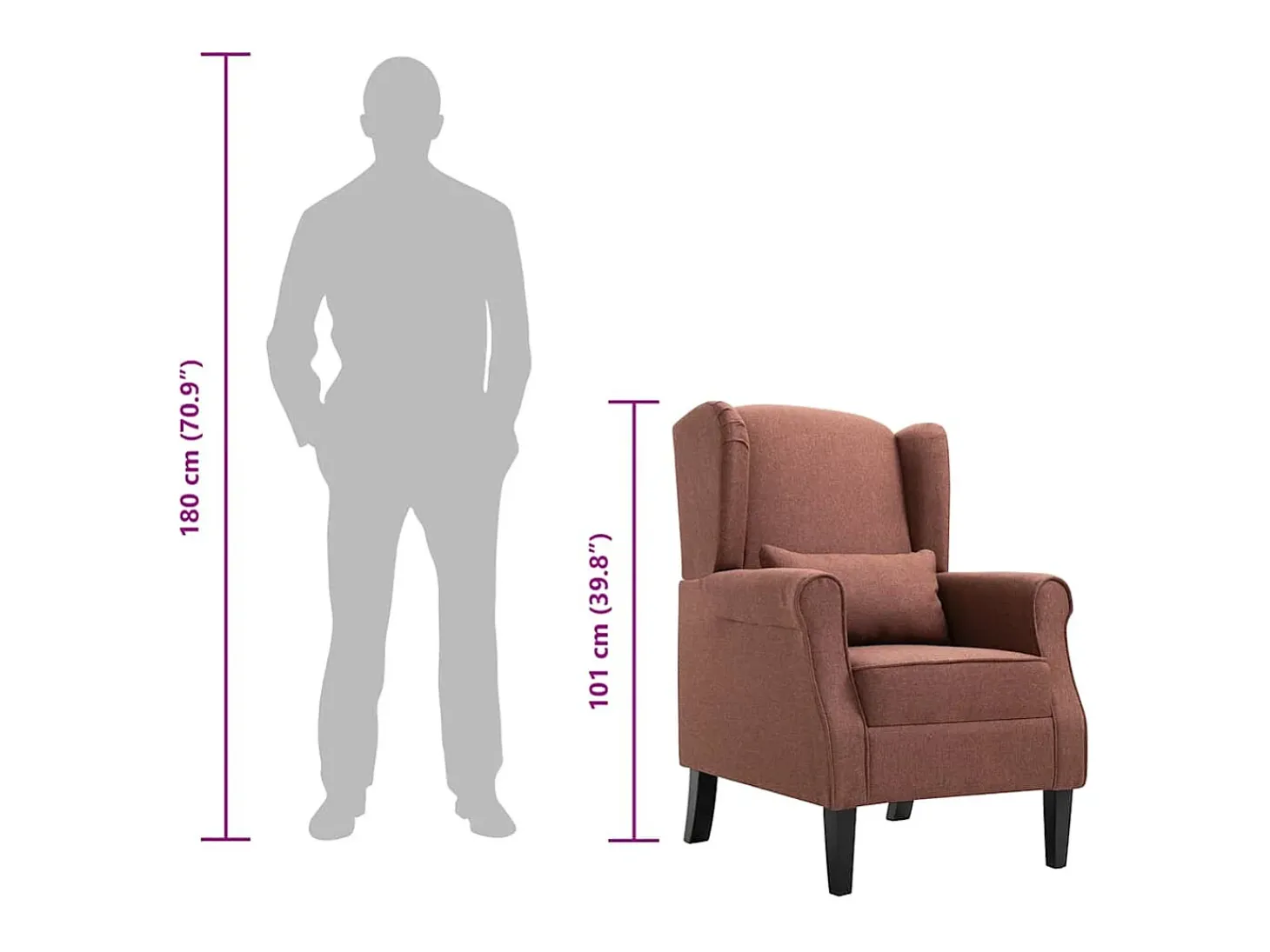 Ovrik Sillón de tela marrón