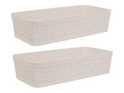 Pack de 2 cestas organizativas beige 6x13x25 cm