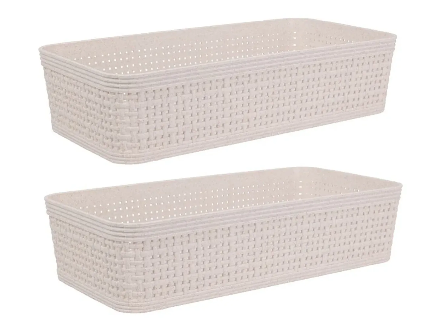 Pack de 2 cestas organizativas beige 6x13x25 cm