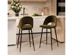 Pack de 4 sillas para isla central de terciopelo verde, amarillo 65 cm - Pénélope