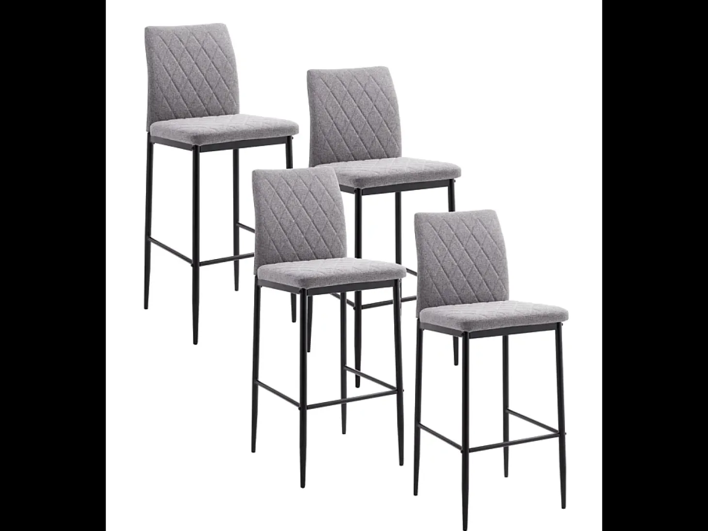 Pack de 4 taburetes altos de 108x43x48 cm tapizados antimanchas en color gris Estor