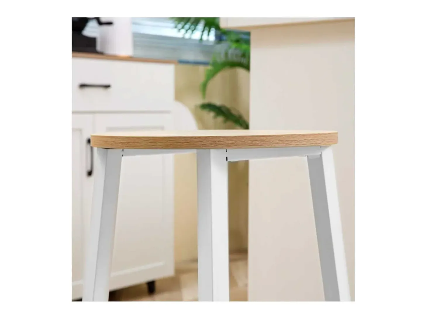 Pack de 2 taburetes altos de cocina Homcom blanco/natural 65x32,5x32,5 cm