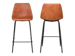 Pack de 2 taburetes de bar vintage LUCIEN naranja cognac Altura del asiento 65cm