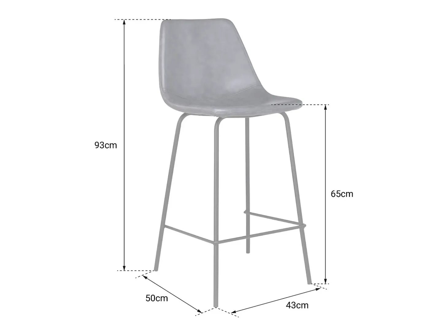 Pack de 2 taburetes de bar vintage LUCIEN naranja cognac Altura del asiento 65cm