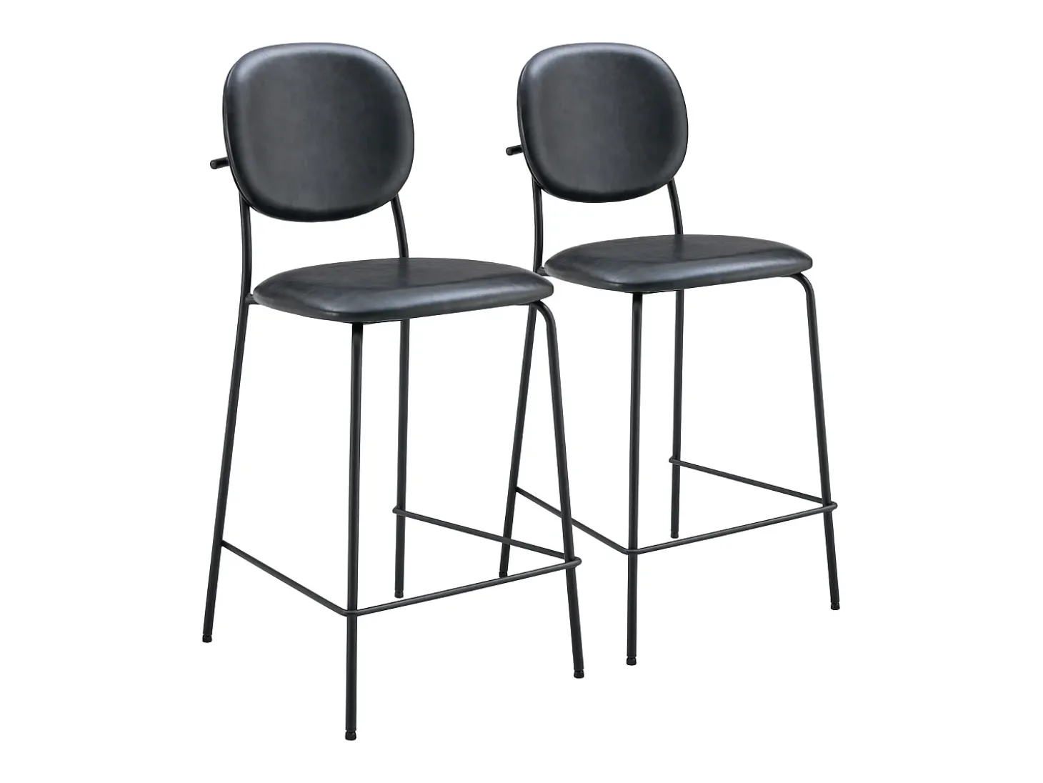 Pack de 2 taburetes de bar EDMOND de polipiel negra - HAPPY GARDEN