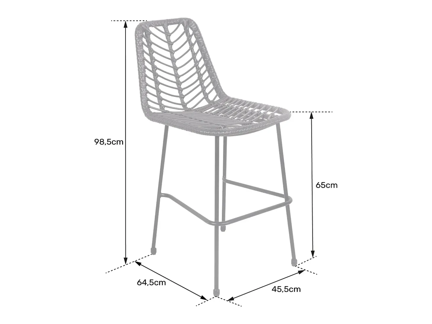 Pack de 2 taburetes de bar de ratán sintético OKA