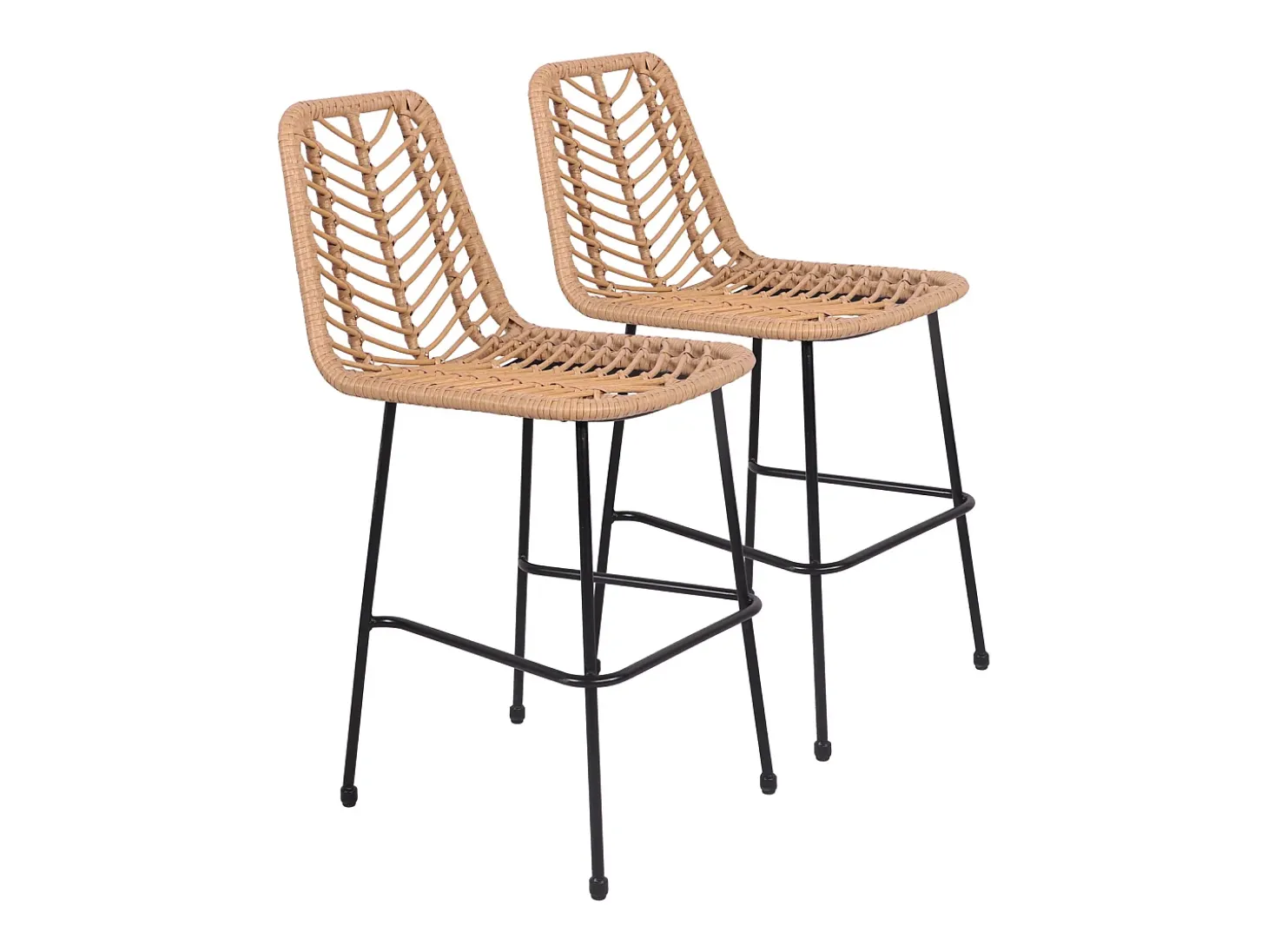 Pack de 2 taburetes de bar de ratán sintético OKA