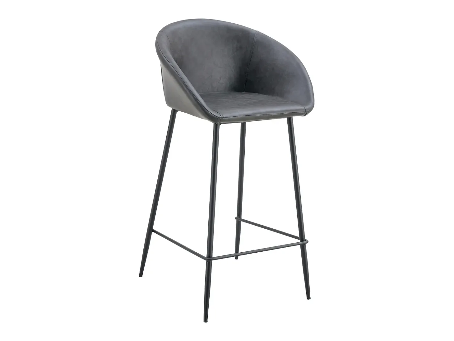 Pack de 2 taburetes de bar ACHILLE de polipiel gris oscura - HAPPY GARDEN