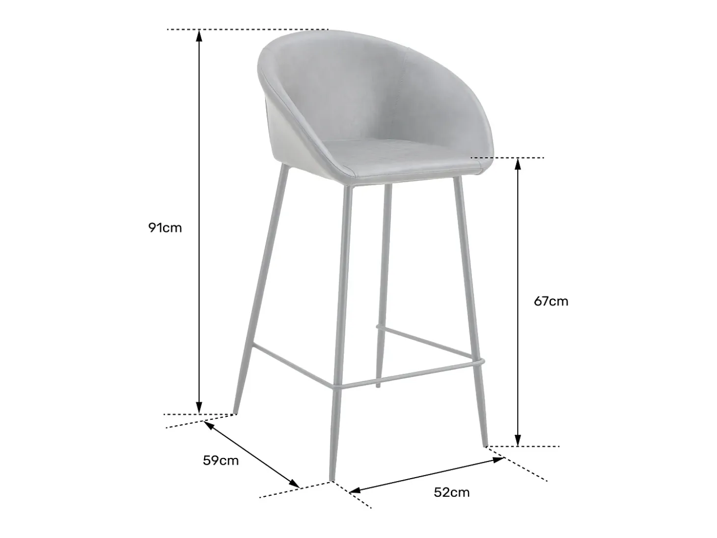 Pack de 2 taburetes de bar ACHILLE de polipiel gris oscura - HAPPY GARDEN