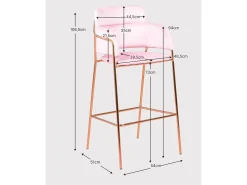 Pack de 2 taburetes de diseño tapizados en terciopelo - Cruiser - Gris