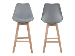 Pack de 2 taburetes escandinavos SVEN gris con cojín