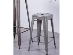 Pack de 4 taburetes metálicos de 66 cm de altura - Bistro - Metálico
