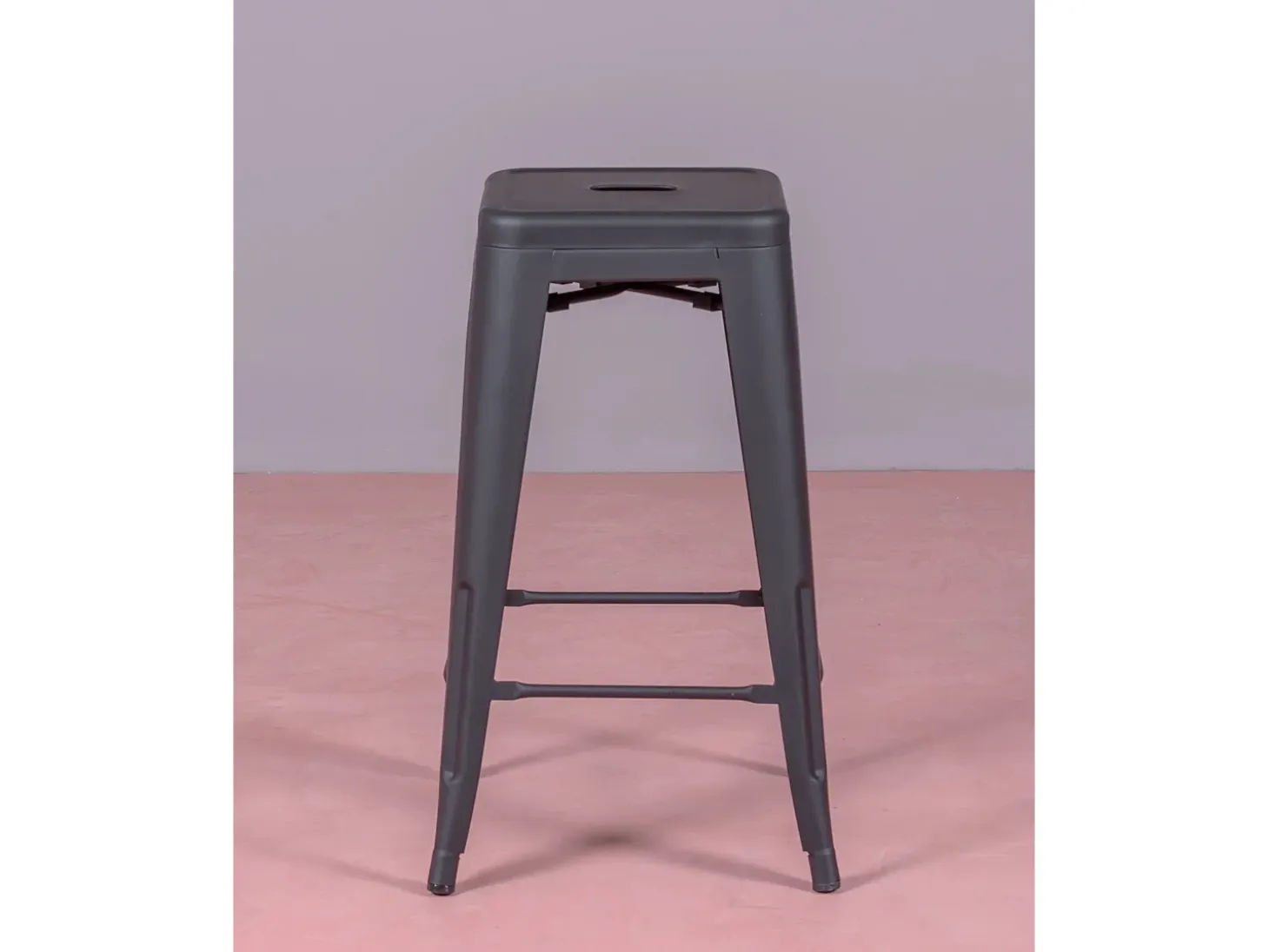 Pack de 4 taburetes metálicos de 66 cm de altura - Bistro - Negro