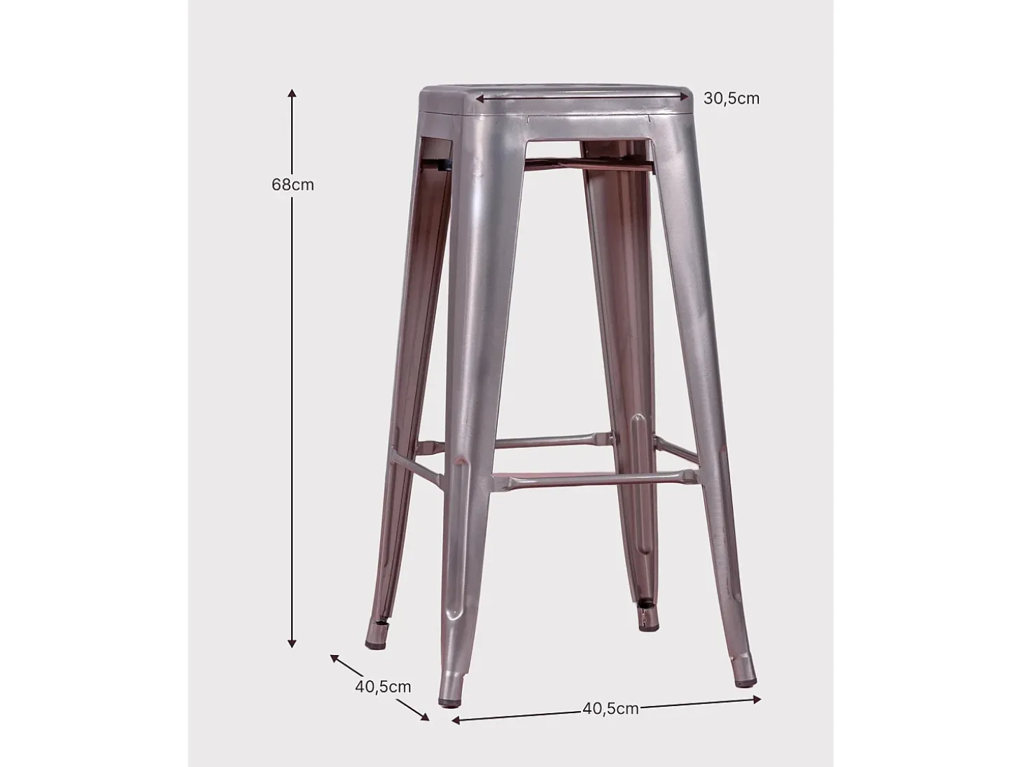 Pack de 4 taburetes metálicos de 66 cm de altura - Bistro - Negro