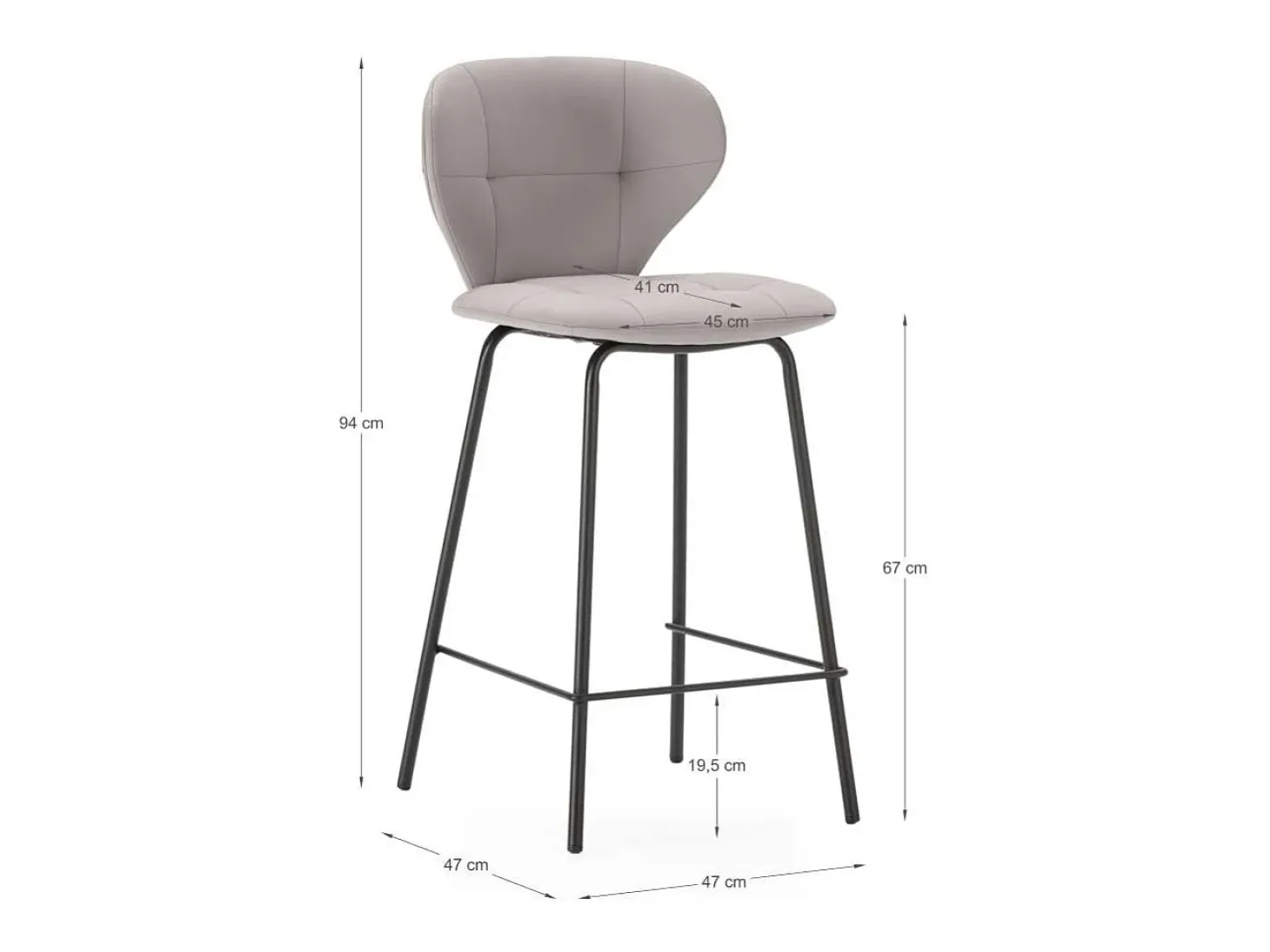 Pack de 2 taburetes modelo Fauna tapizado en polipiel beige, 94cm(alto) 45cm(ancho) 52cm (