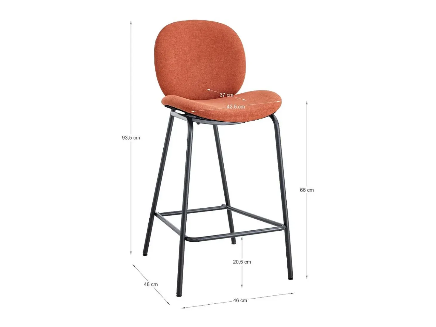 Pack de 2 taburetes modelo Coro acabado teja, 94cm(alto) 43cm(ancho) 54cm (largo)