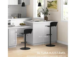 Pack de 2 taburetes Tutu Homcom altura ajustable giratorios negro 16,5-97,5x38,5x40 cm
