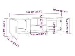 Padborg Mueble de TV madera contrachapada gris hormigón 150x30x50 cm