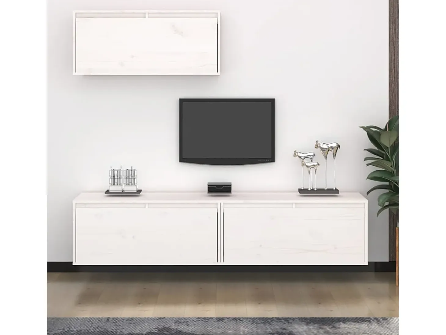 Palermo Muebles para TV 3 piezas madera maciza de pino blanco