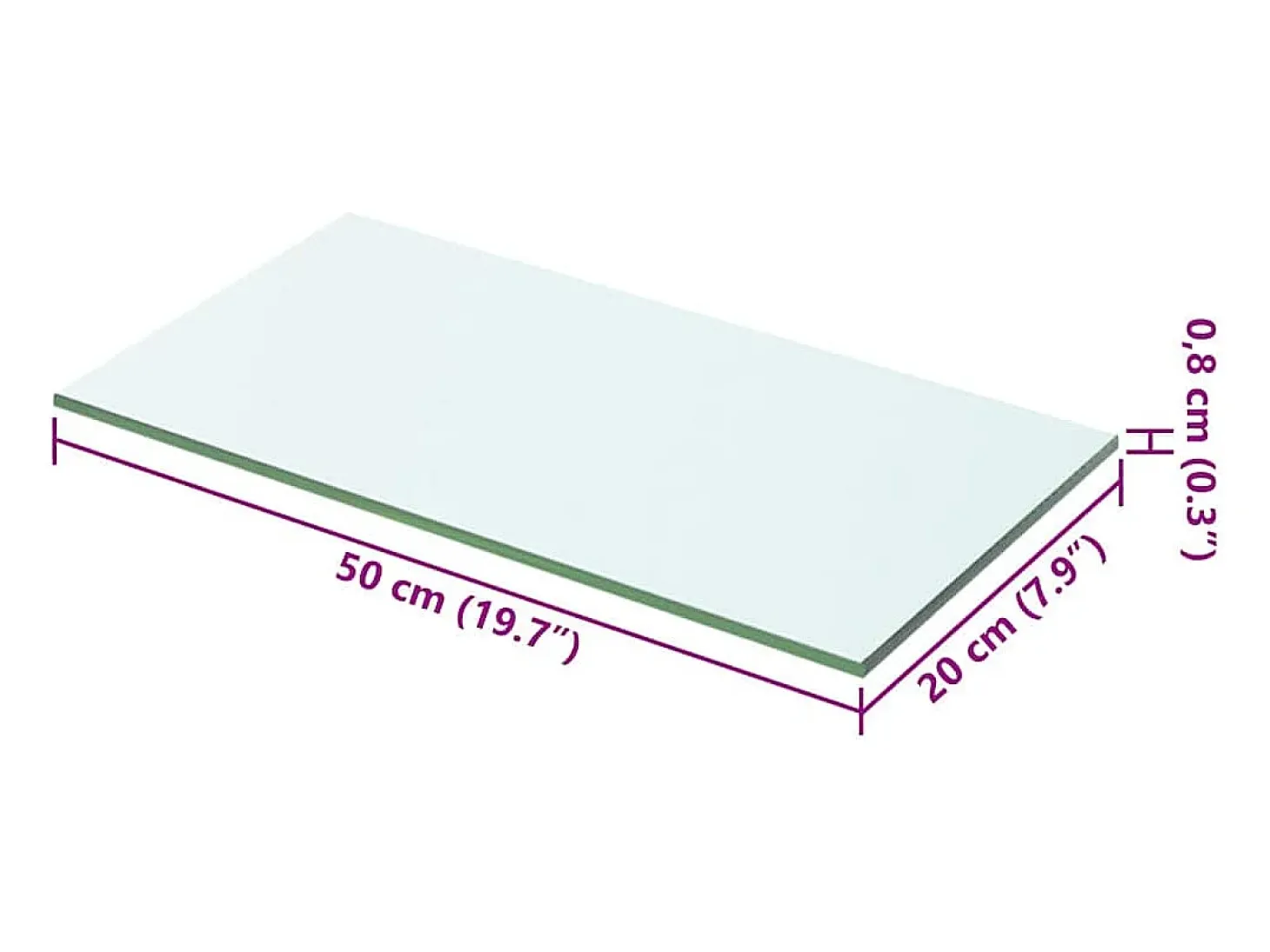 Panel de estante Vidrio transparente 50 x 20 cm
