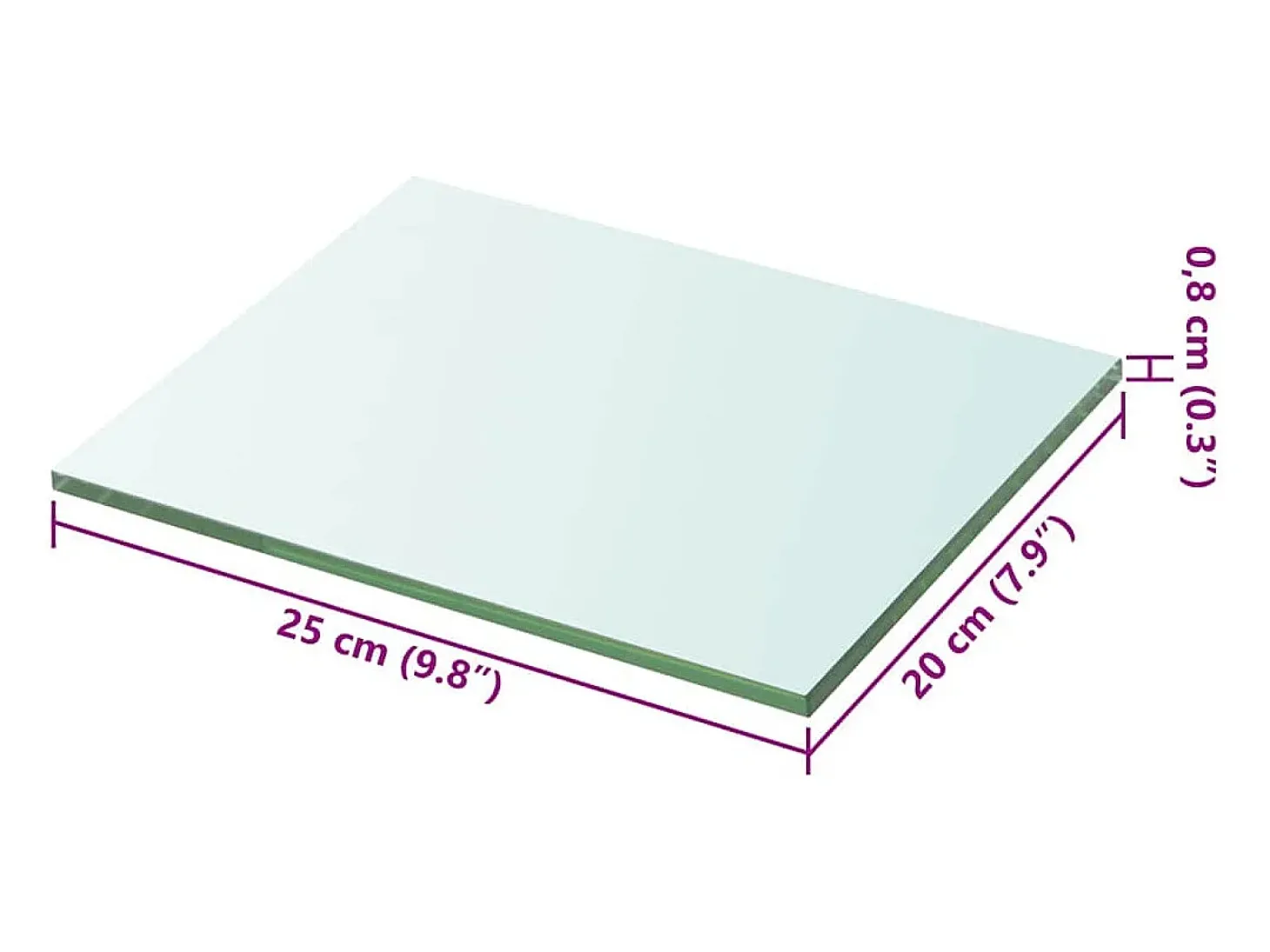 Panel de estante Vidrio transparente 20 x 25 cm