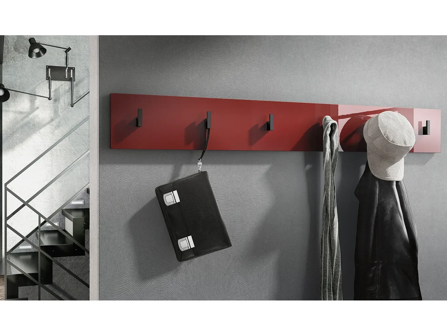 Panel de pared Linea en burdeos de alto brillo