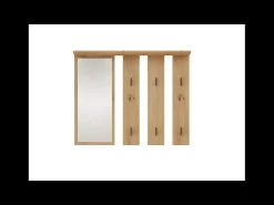 PARMI - Perchero de pared con espejo - Perchero de pared - 100x15x81,5 cm - 6 ganchos - Mueble de entrada