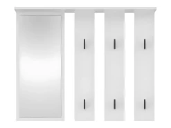 PARMI - Perchero de pared con espejo - Perchero de pared - 100x15x81,5 cm - 6 ganchos - Mueble de entrada