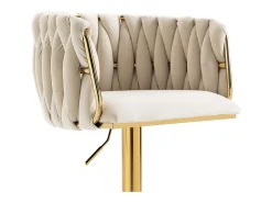 2Pcs Taburetes de bar en terciopelo - altura ajustable - giratorio 360° - con reposapiés - 53x51x87/105cm - Beige