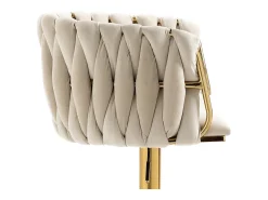 2Pcs Taburetes de bar en terciopelo - altura ajustable - giratorio 360° - con reposapiés - 53x51x87/105cm - Beige