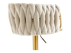 2Pcs Taburetes de bar en terciopelo - altura ajustable - giratorio 360° - con reposapiés - 53x51x87/105cm - Beige