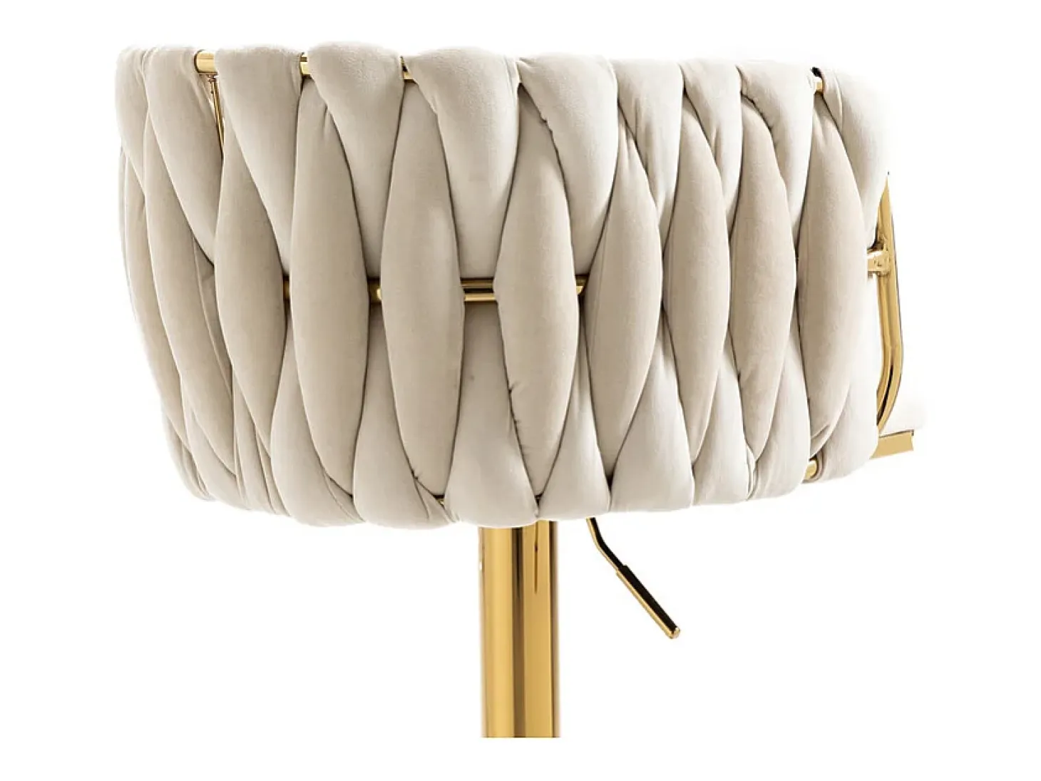 2Pcs Taburetes de bar en terciopelo - altura ajustable - giratorio 360° - con reposapiés - 53x51x87/105cm - Beige