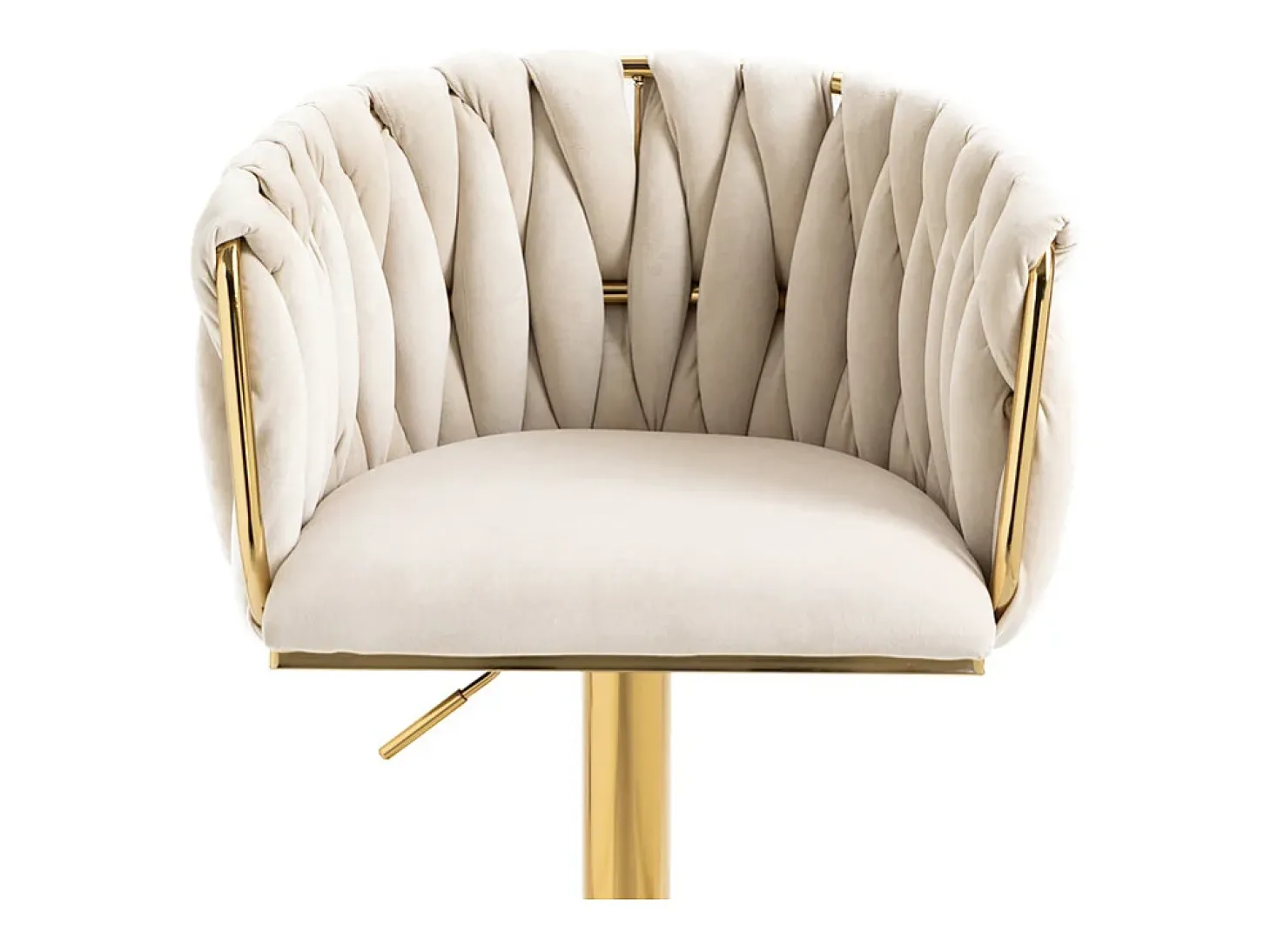 2Pcs Taburetes de bar en terciopelo - altura ajustable - giratorio 360° - con reposapiés - 53x51x87/105cm - Beige