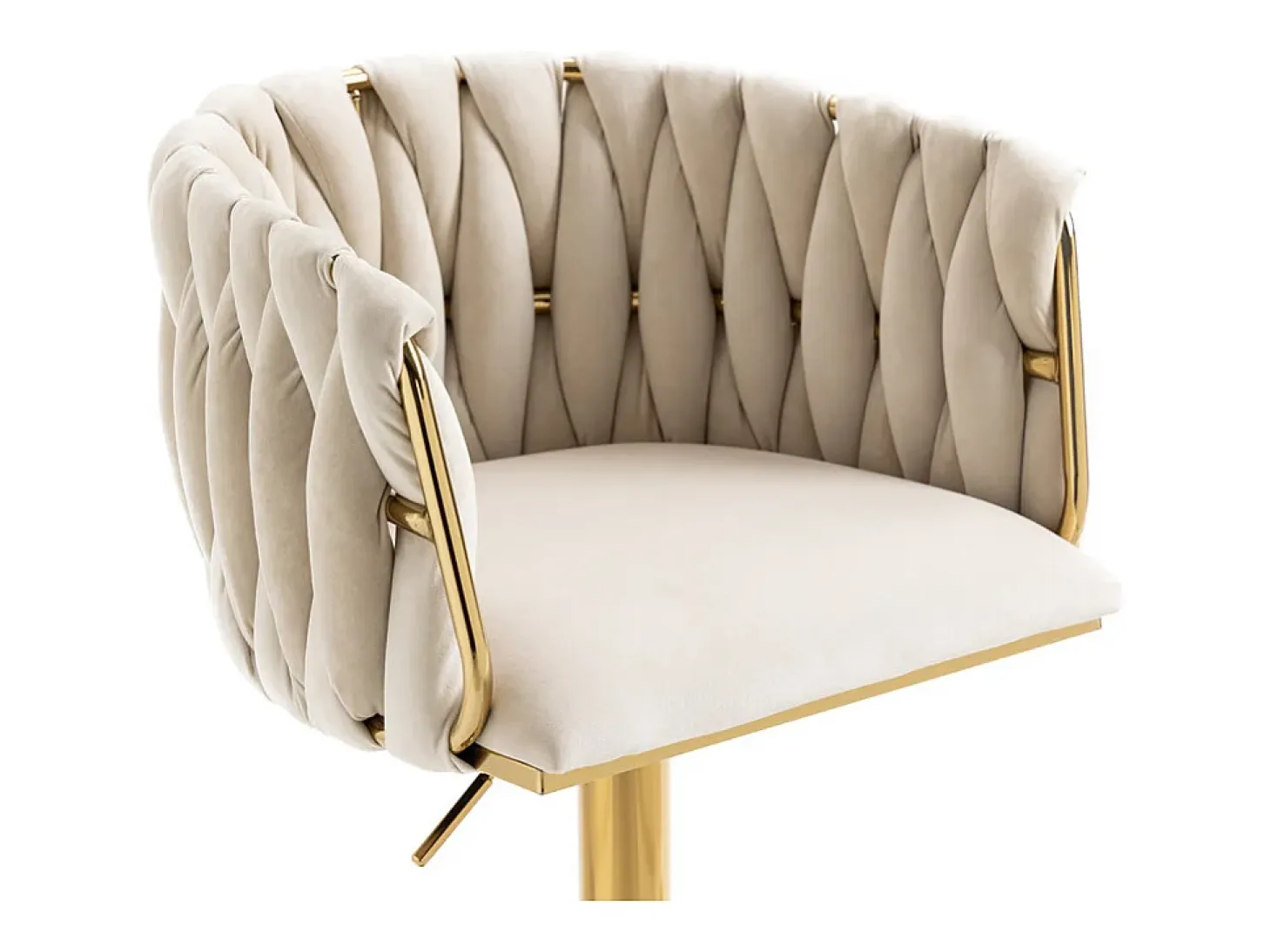 2Pcs Taburetes de bar en terciopelo - altura ajustable - giratorio 360° - con reposapiés - 53x51x87/105cm - Beige