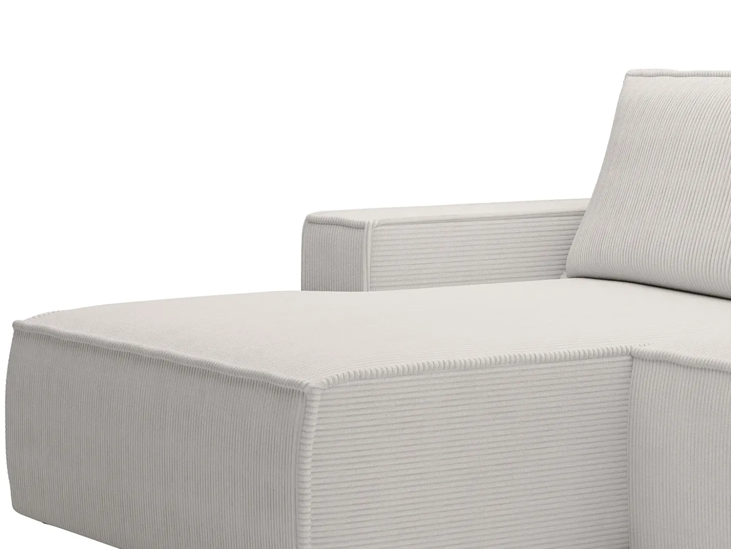 Pequeño Sofá cama rinconera izquierda de pana color beige AMELIA