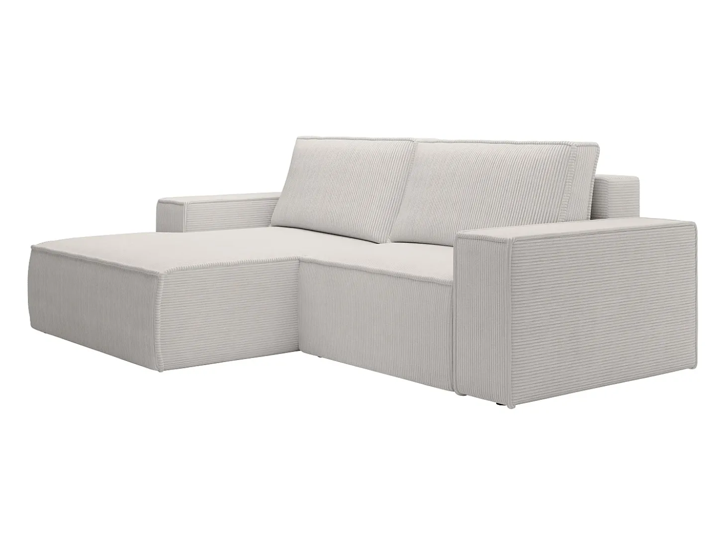 Pequeño Sofá cama rinconera izquierda de pana color beige AMELIA