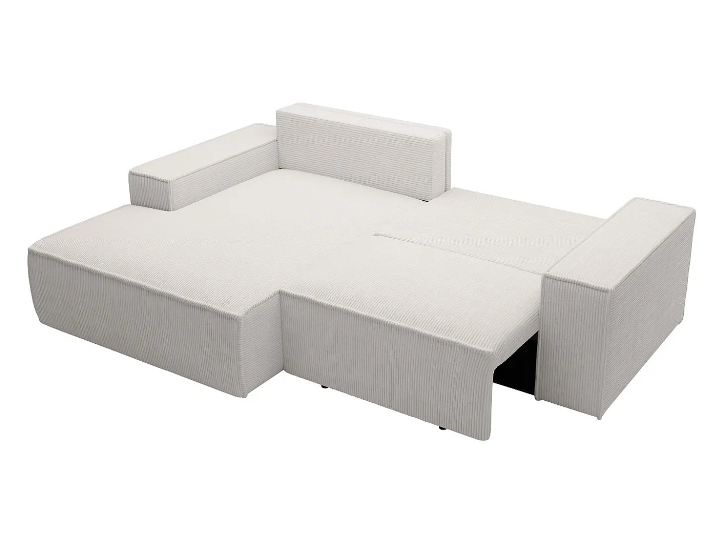Pequeño Sofá cama rinconera izquierda de pana color beige AMELIA