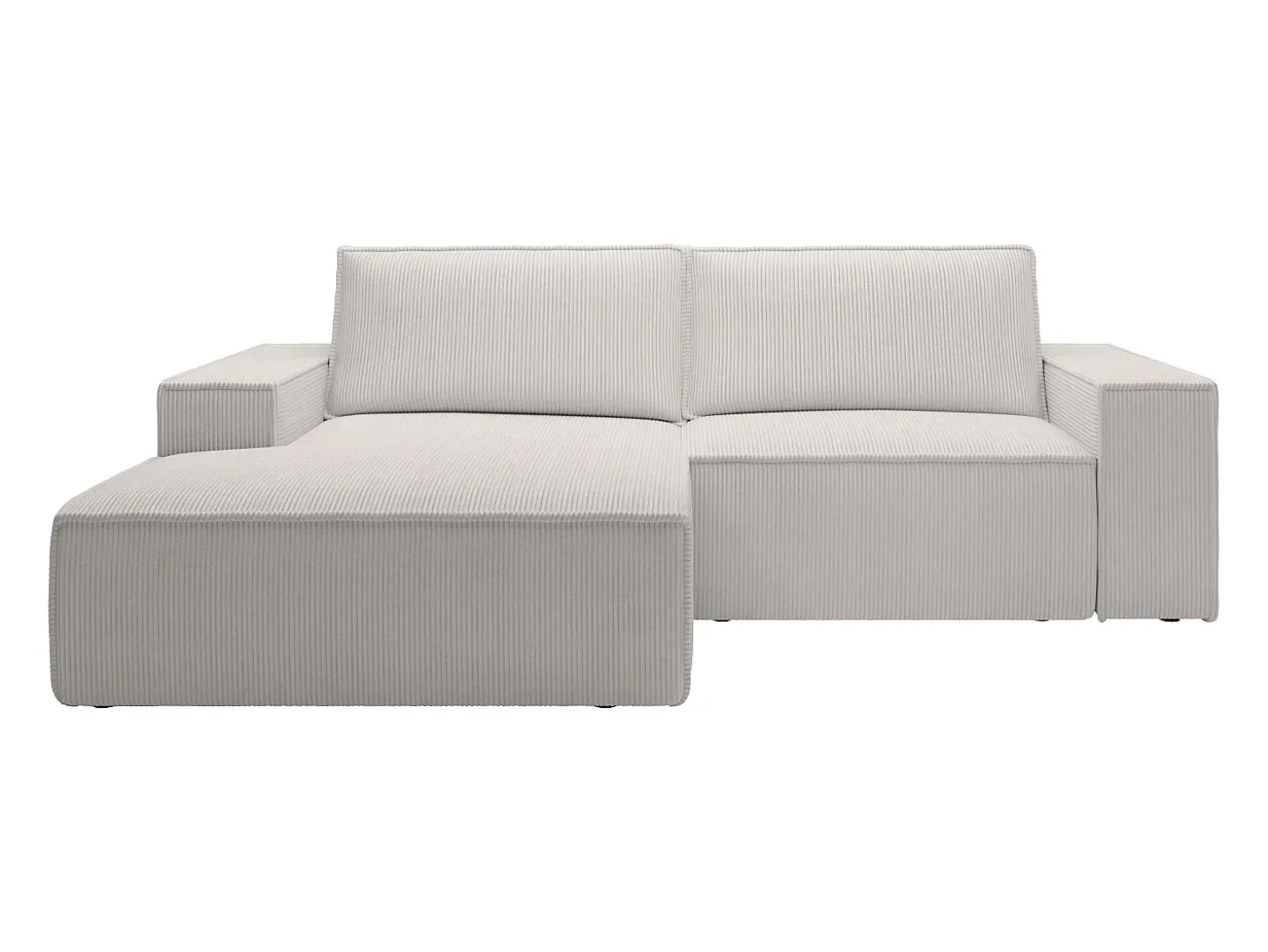 Pequeño Sofá cama rinconera izquierda de pana color beige AMELIA