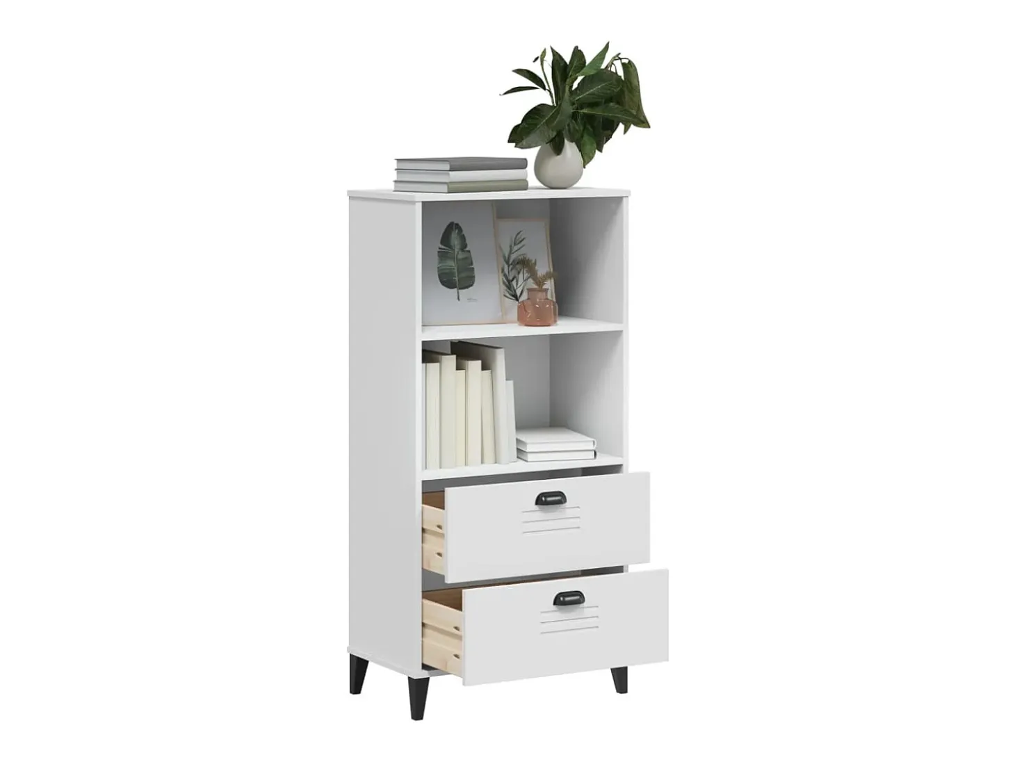 Peralyn Librería VIKEN madera de ingeniería blanco 60x35x123 cm