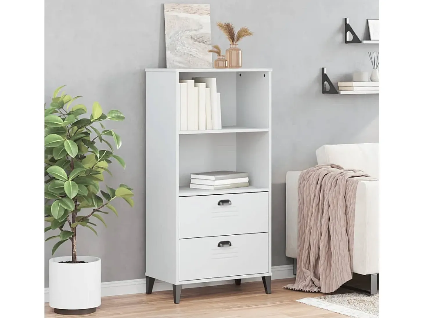 Peralyn Librería VIKEN madera de ingeniería blanco 60x35x123 cm