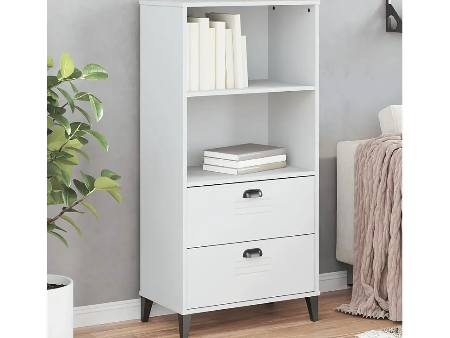 Peralyn Librería VIKEN madera de ingeniería blanco 60x35x123 cm