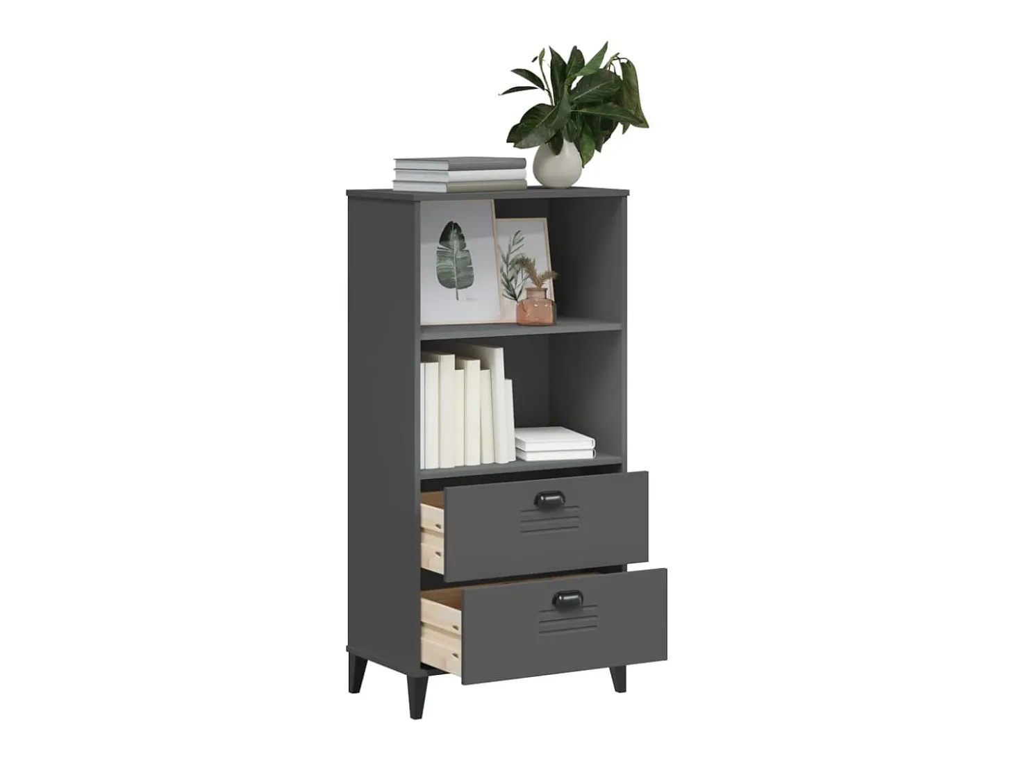 Peralyn Librería VIKEN madera de ingeniería gris antracita 60x35x123 cm