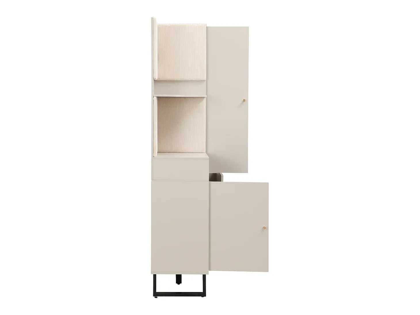 Perchero beige - Armario de 2 cajones y 3 puertas - Almacenamiento abierto
