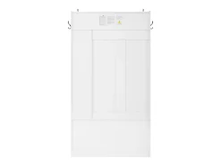 Perchero blanco con 1 puerta, 4 compartimentos abiertos y 6 ganchos