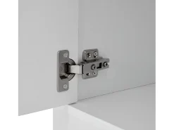 Perchero blanco con almacenamiento y estantes ajustables – Mueble de entrada compacto
