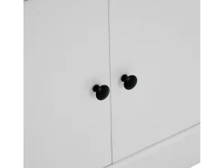 Perchero blanco con almacenamiento y estantes ajustables – Mueble de entrada compacto