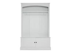 Perchero blanco con almacenamiento y estantes ajustables – Mueble de entrada compacto