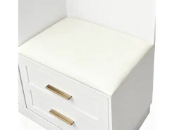 Perchero blanco con espejo, 1 cajón y 3 puertas – para entradas y pasillos